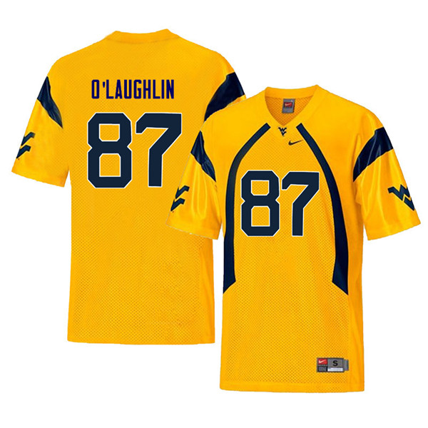 Men #87 Mike O'Laughlin West Virginia Mountaineers Throwback College Football Jerseys Sale-Yellow - Click Image to Close